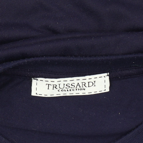 Trussardi Men’s Blue Striped Cotton Crew Neck T-Shirt Size M