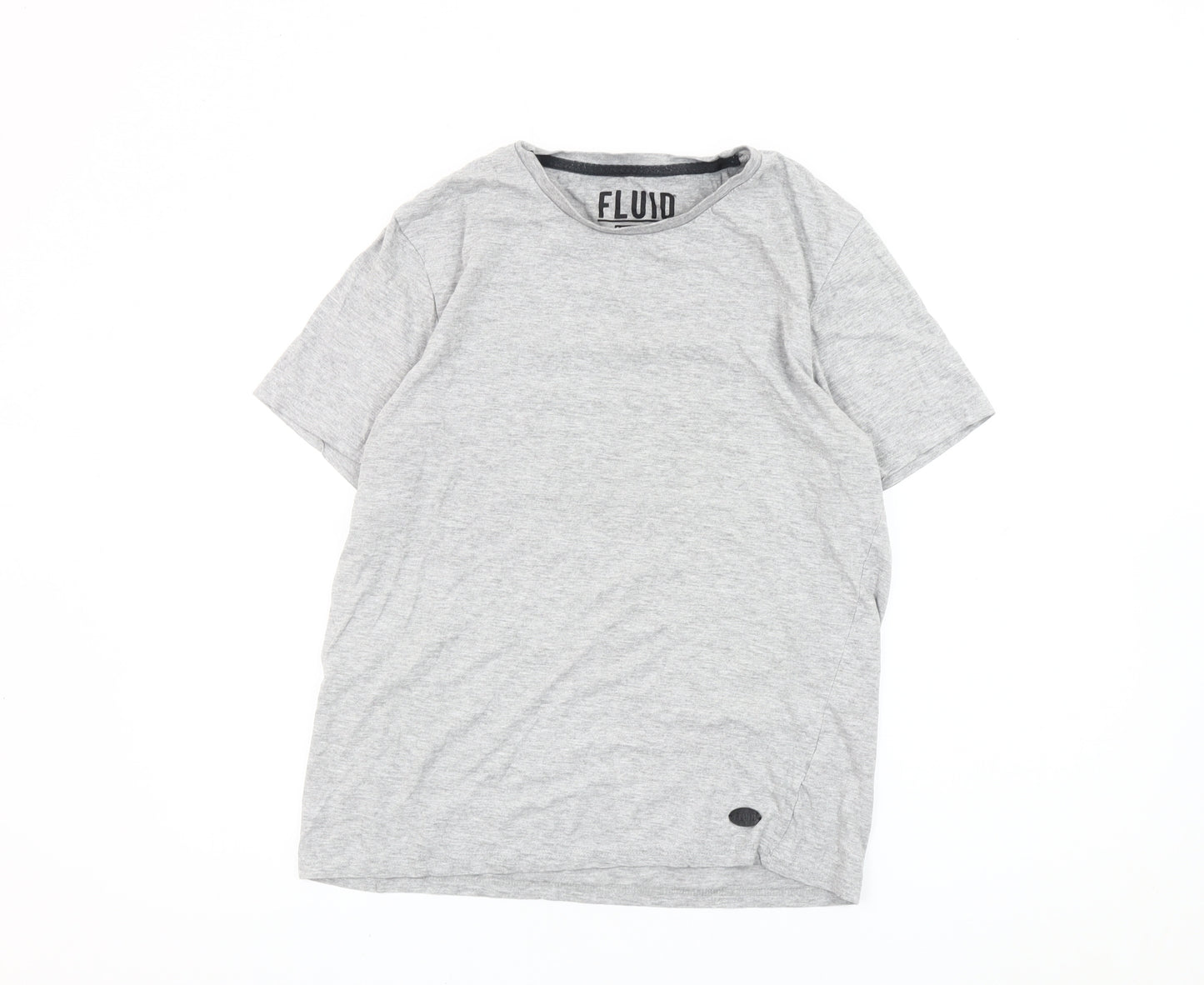 Fluid Mens Grey Medium Crew Neck Short Sleeve Cotton Blend T-Shirt