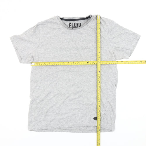 Fluid Mens Grey Medium Crew Neck Short Sleeve Cotton Blend T-Shirt