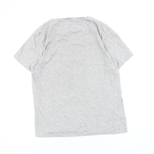 Fluid Mens Grey Medium Crew Neck Short Sleeve Cotton Blend T-Shirt