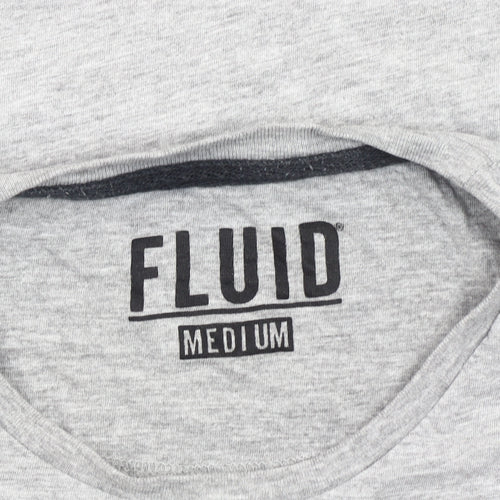 Fluid Mens Grey Medium Crew Neck Short Sleeve Cotton Blend T-Shirt