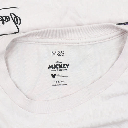 Marks and Spencer Girls Pink Daisy Duck Disney T-Shirt 12-13Y