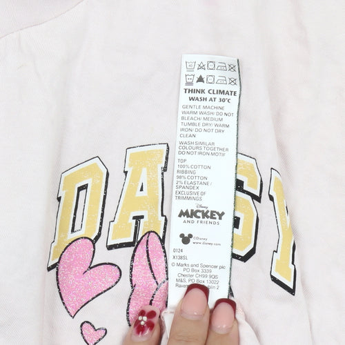 Marks and Spencer Girls Pink Daisy Duck Disney T-Shirt 12-13Y