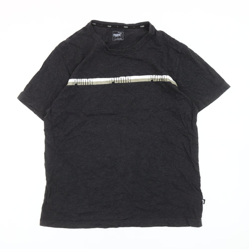 Puma Men’s Black Graphic Logo T-Shirt L Sports Casual