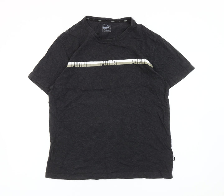 Puma Men’s Black Graphic Logo T-Shirt L Sports Casual