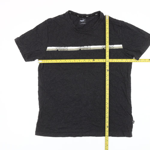 Puma Men’s Black Graphic Logo T-Shirt L Sports Casual