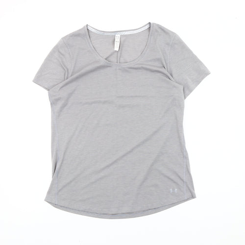 Under Armour Womens Grey Striped Slim Fit T-Shirt Size L