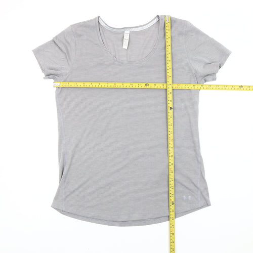 Under Armour Womens Grey Striped Slim Fit T-Shirt Size L
