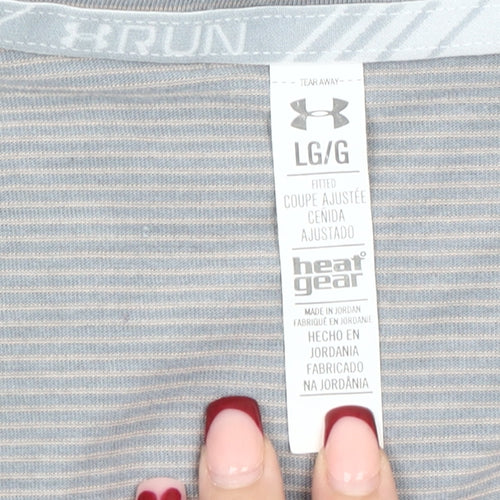 Under Armour Womens Grey Striped Slim Fit T-Shirt Size L