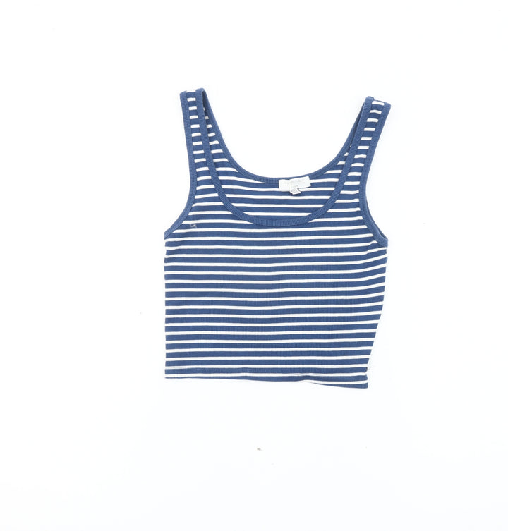 Pull&Bear Teens Blue White Striped Tank Top Size 12 Cotton Blend