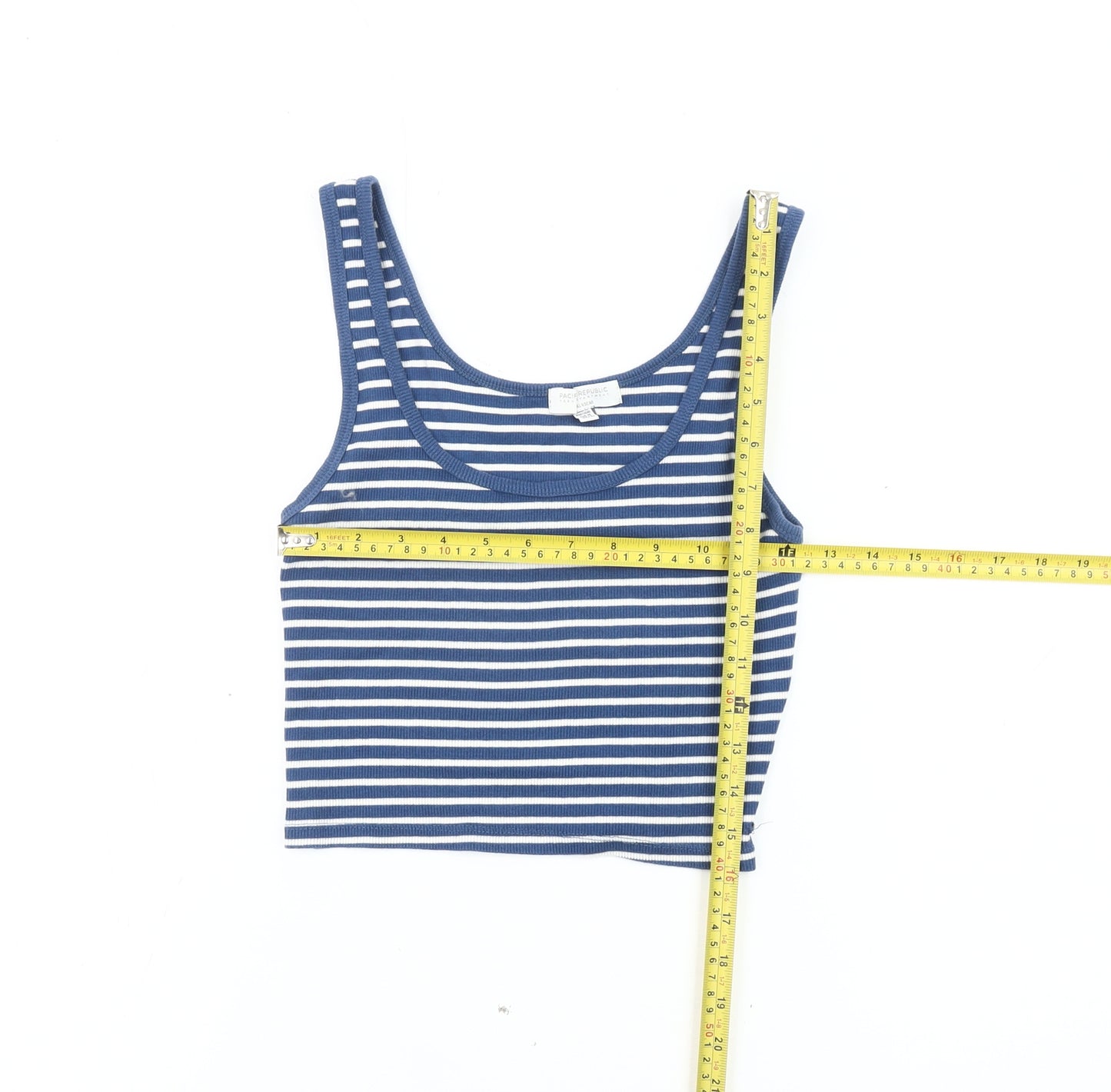 Pull&Bear Teens Blue White Striped Tank Top Size 12 Cotton Blend