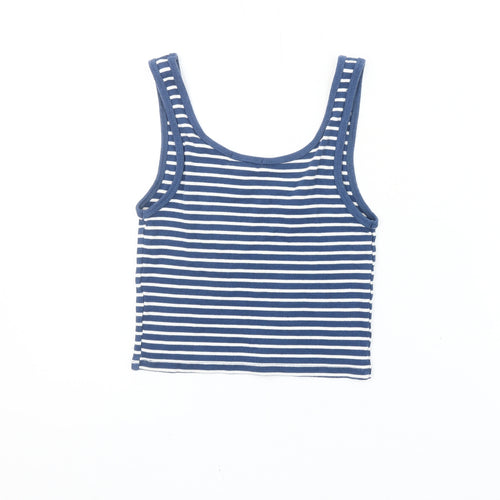 Pull&Bear Teens Blue White Striped Tank Top Size 12 Cotton Blend