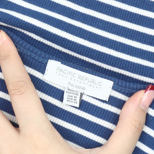 Pull&Bear Teens Blue White Striped Tank Top Size 12 Cotton Blend