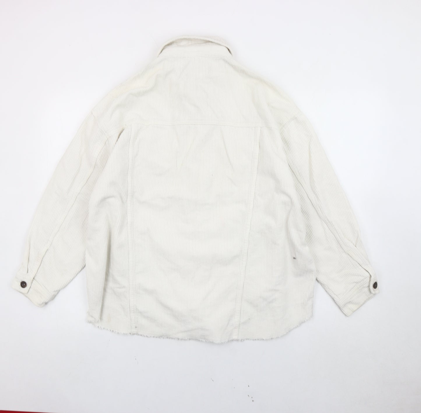 Zara Women White Cotton Corduroy Jacket Size S Casual Button Front