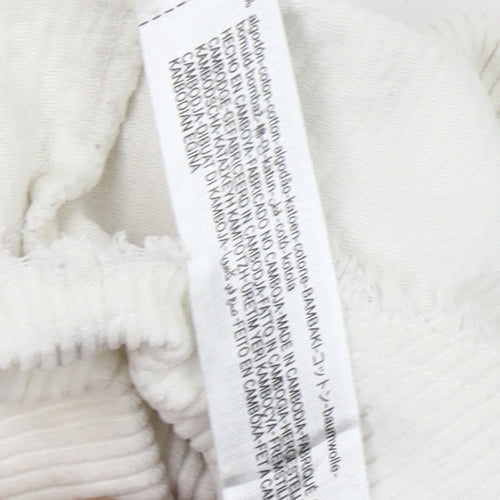 Zara Women White Cotton Corduroy Jacket Size S Casual Button Front