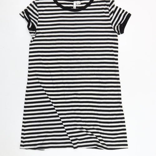 Divided Women’s Black White Striped T-Shirt Dress Size 8