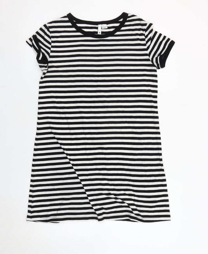 Divided Women’s Black White Striped T-Shirt Dress Size 8