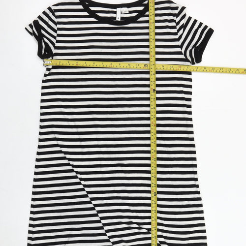 Divided Women’s Black White Striped T-Shirt Dress Size 8