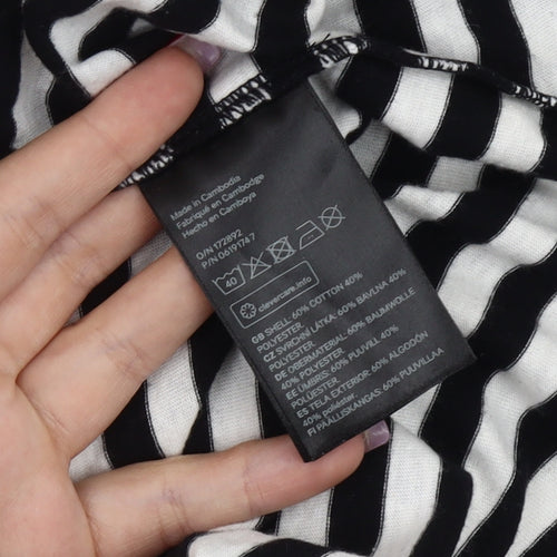 Divided Women’s Black White Striped T-Shirt Dress Size 8