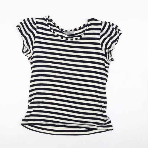 Marks and Spencer Women Black White Striped T-Shirt Size 12