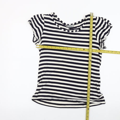 Marks and Spencer Women Black White Striped T-Shirt Size 12