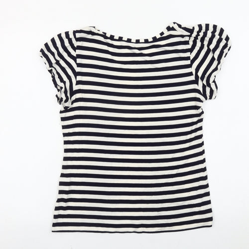 Marks and Spencer Women Black White Striped T-Shirt Size 12