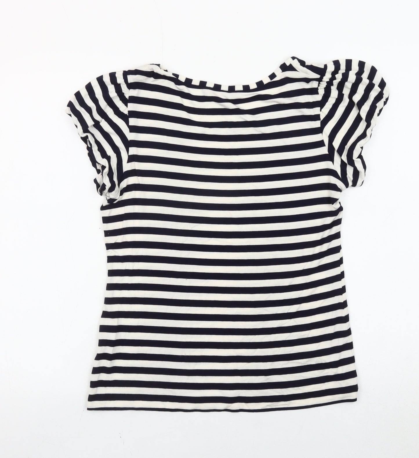 Marks and Spencer Women Black White Striped T-Shirt Size 12