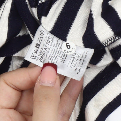Marks and Spencer Women Black White Striped T-Shirt Size 12