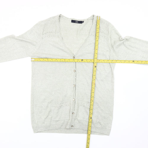 Isle Essentials Women’s Grey Cardigan Size 14 V-Neck Knit Long Sleeve