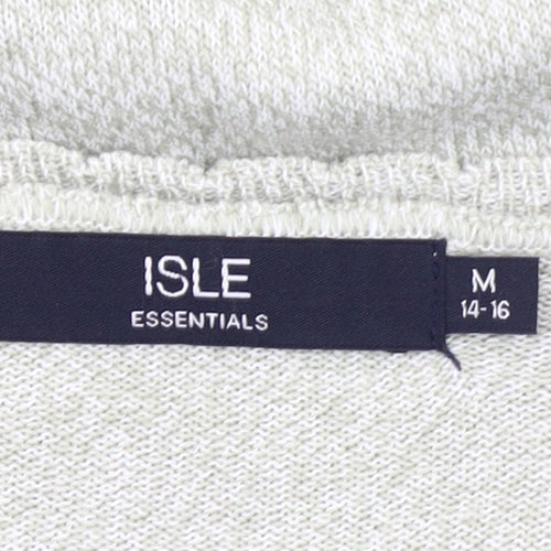 Isle Essentials Women’s Grey Cardigan Size 14 V-Neck Knit Long Sleeve