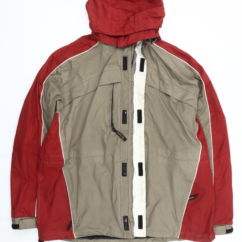 Snowdonia Men's Red Beige Hooded Rain Jacket L 44in Hiking Outdoor