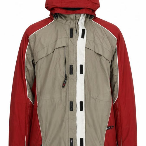 Snowdonia Men's Red Beige Hooded Rain Jacket L 44in Hiking Outdoor