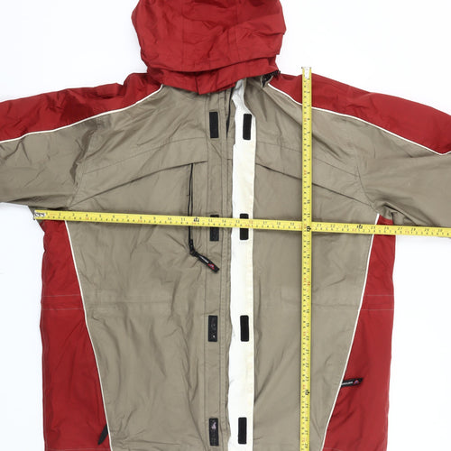 Snowdonia Men's Red Beige Hooded Rain Jacket L 44in Hiking Outdoor