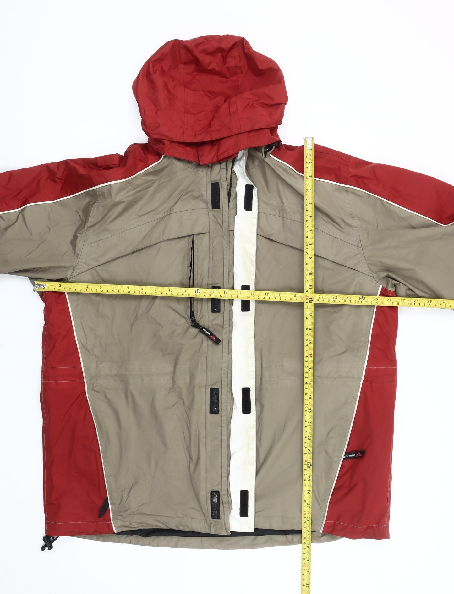 Snowdonia Men's Red Beige Hooded Rain Jacket L 44in Hiking Outdoor