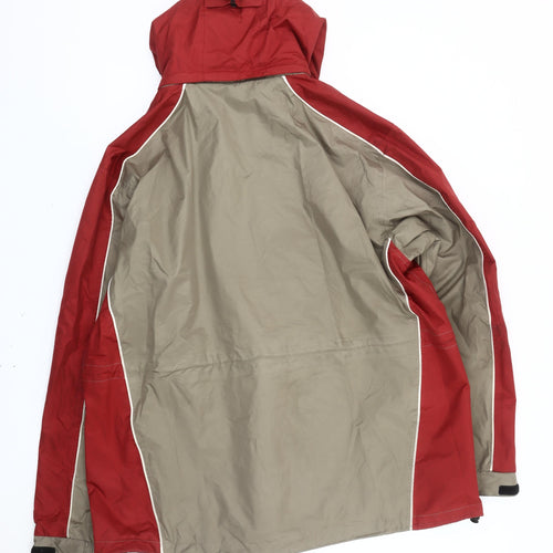 Snowdonia Men's Red Beige Hooded Rain Jacket L 44in Hiking Outdoor