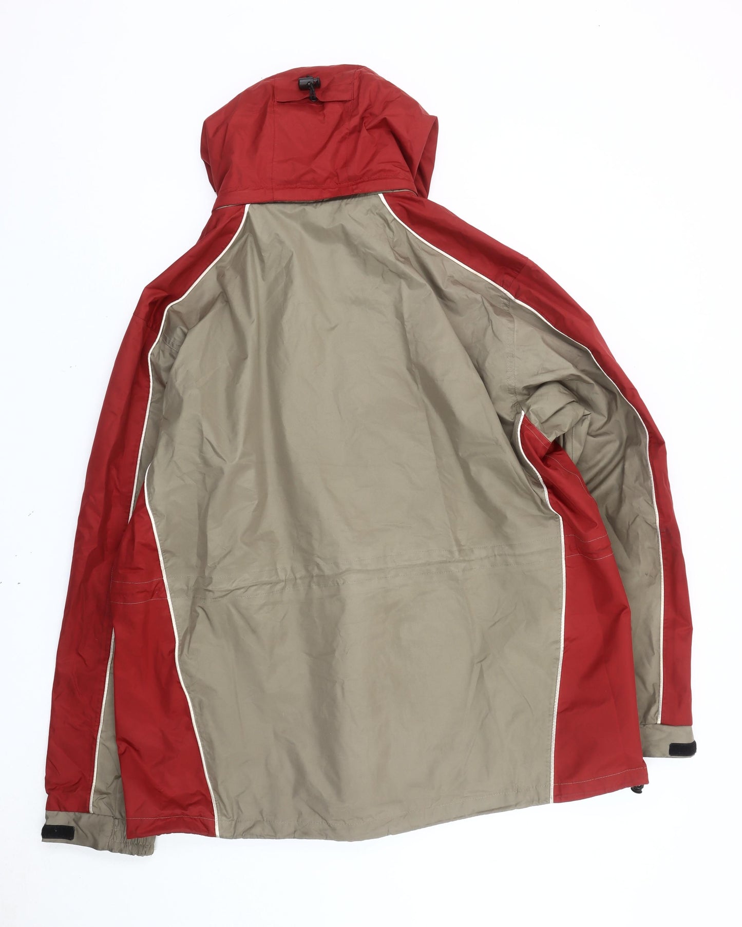 Snowdonia Men's Red Beige Hooded Rain Jacket L 44in Hiking Outdoor