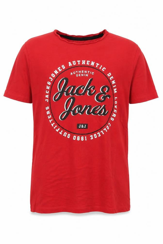 Jack & Jones Men’s Red Graphic Print Crew Neck T-Shirt Size S