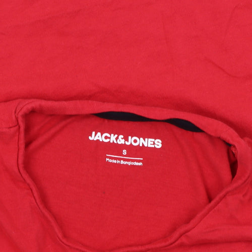 Jack & Jones Men’s Red Graphic Print Crew Neck T-Shirt Size S