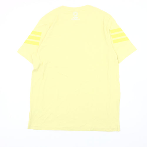 Adidas Men’s Yellow Cotton Sports T-Shirt Size L Crew Neck