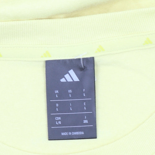Adidas Men’s Yellow Cotton Sports T-Shirt Size L Crew Neck