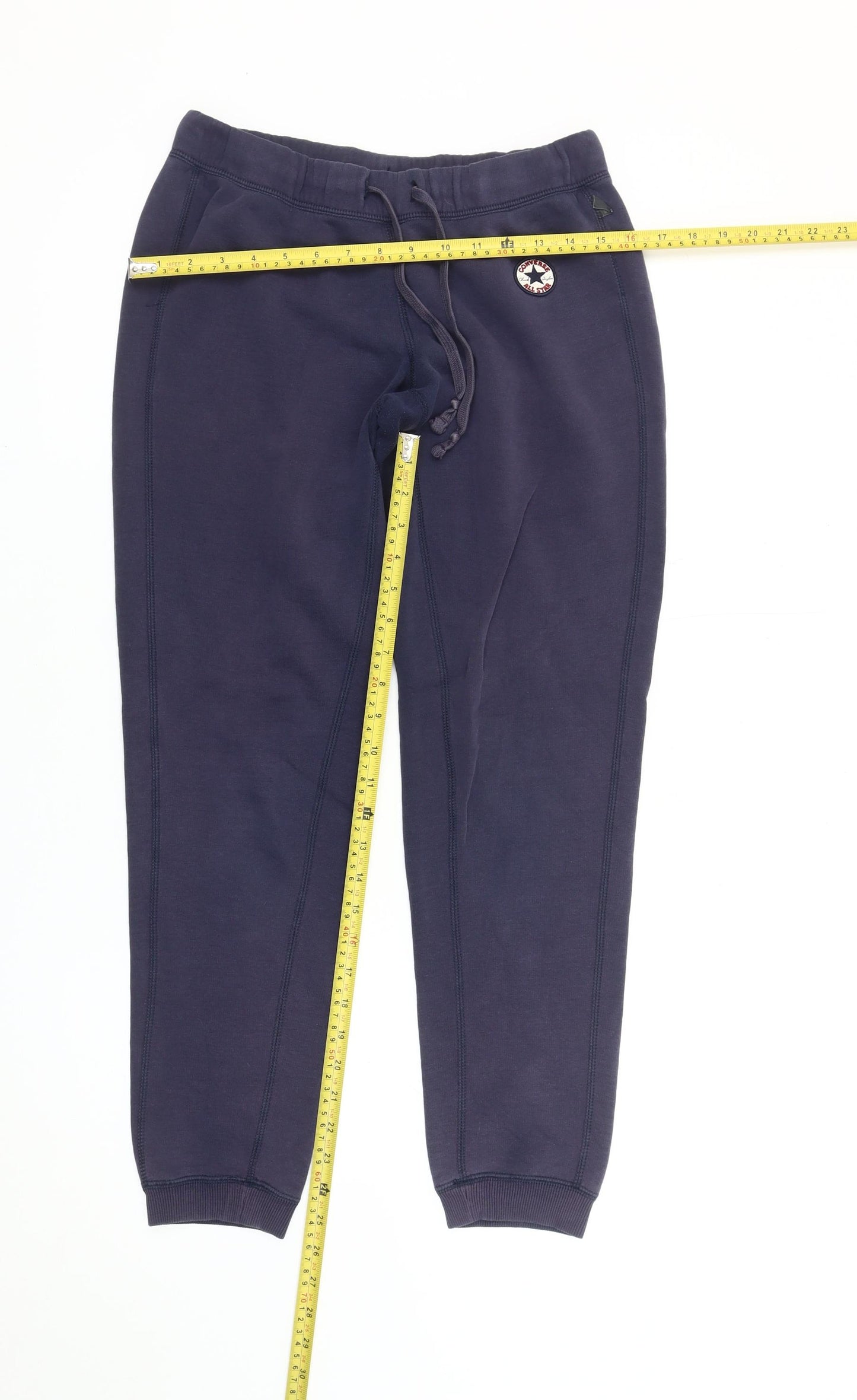 Converse Men’s Blue Jogger Trousers Size S Cotton Blend Tapered