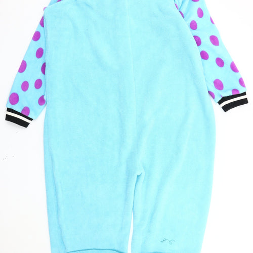 Disney Monsters Inc Sulley Blue Purple Polka Dot Fleece Onesie XL Unisex Hooded Zip