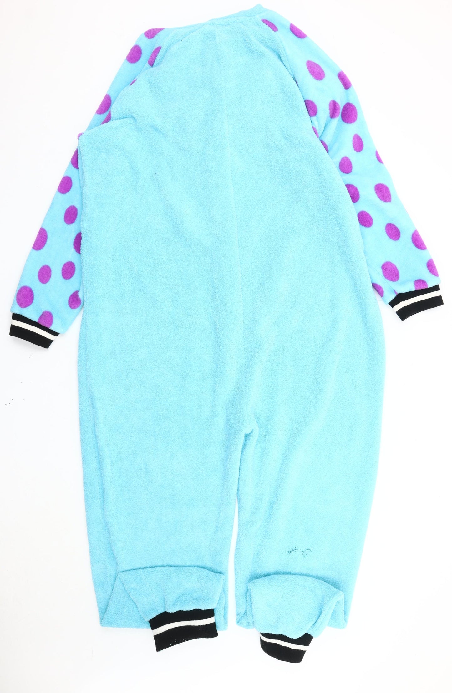 Disney Monsters Inc Sulley Blue Purple Polka Dot Fleece Onesie XL Unisex Hooded Zip