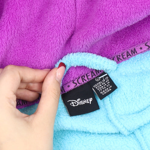 Disney Monsters Inc Sulley Blue Purple Polka Dot Fleece Onesie XL Unisex Hooded Zip