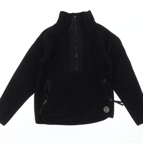 Next Women’s Black Fleece Sweatshirt Small 1/2 Zip Pockets Winter