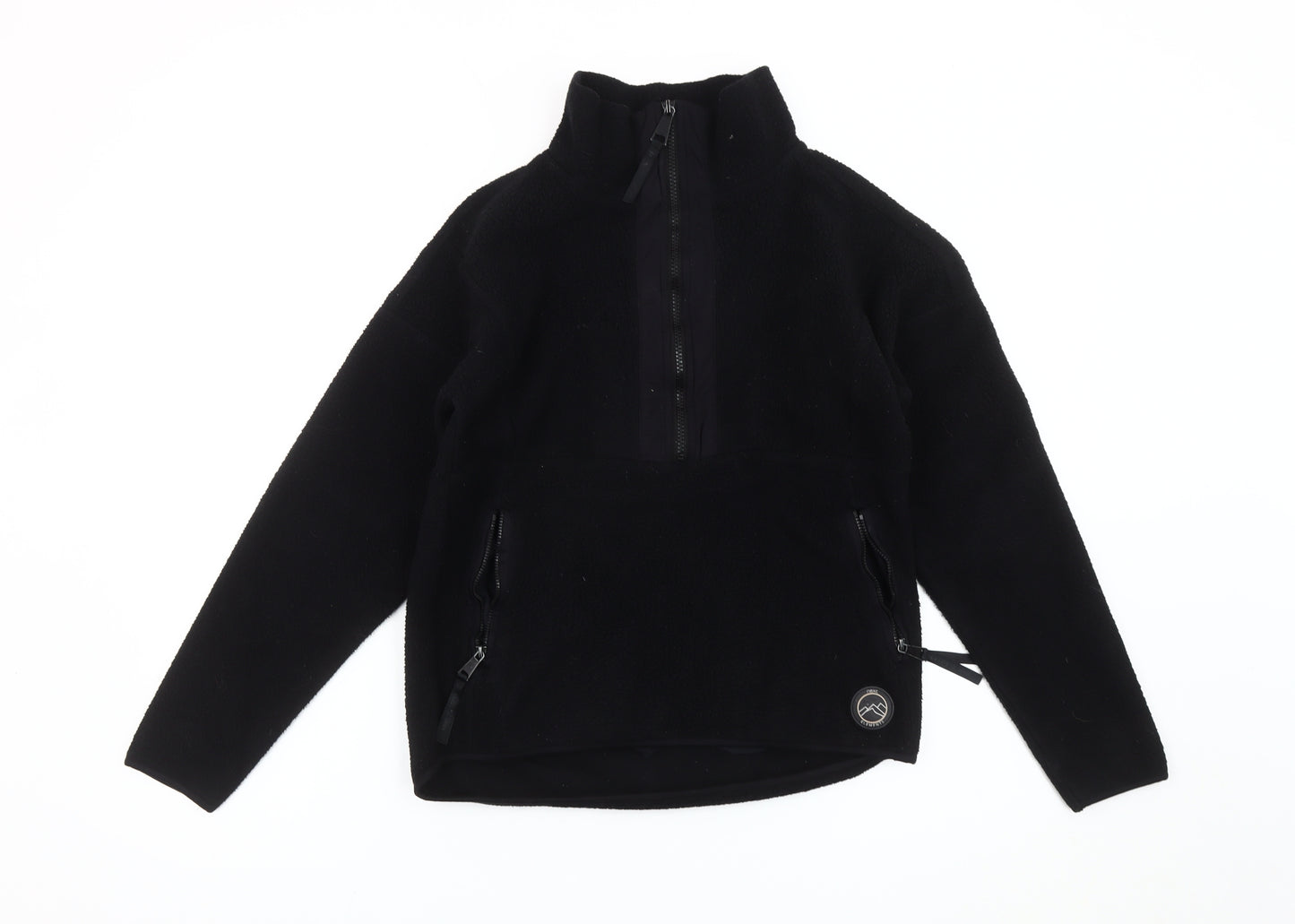 Next Women’s Black Fleece Sweatshirt Small 1/2 Zip Pockets Winter