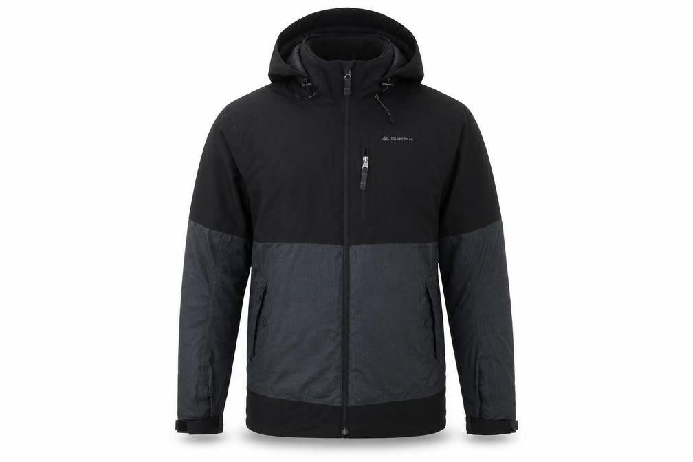 Quechua Men's Black Grey Windbreaker Jacket S Hooded Outdoor