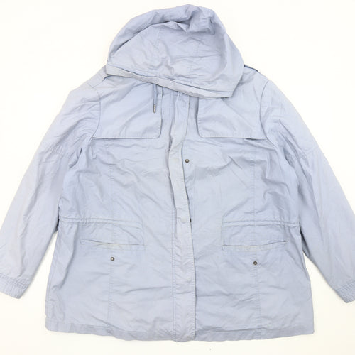 Mantaray Women's Blue Hooded Parka Jacket Size 22 Cotton Blend
