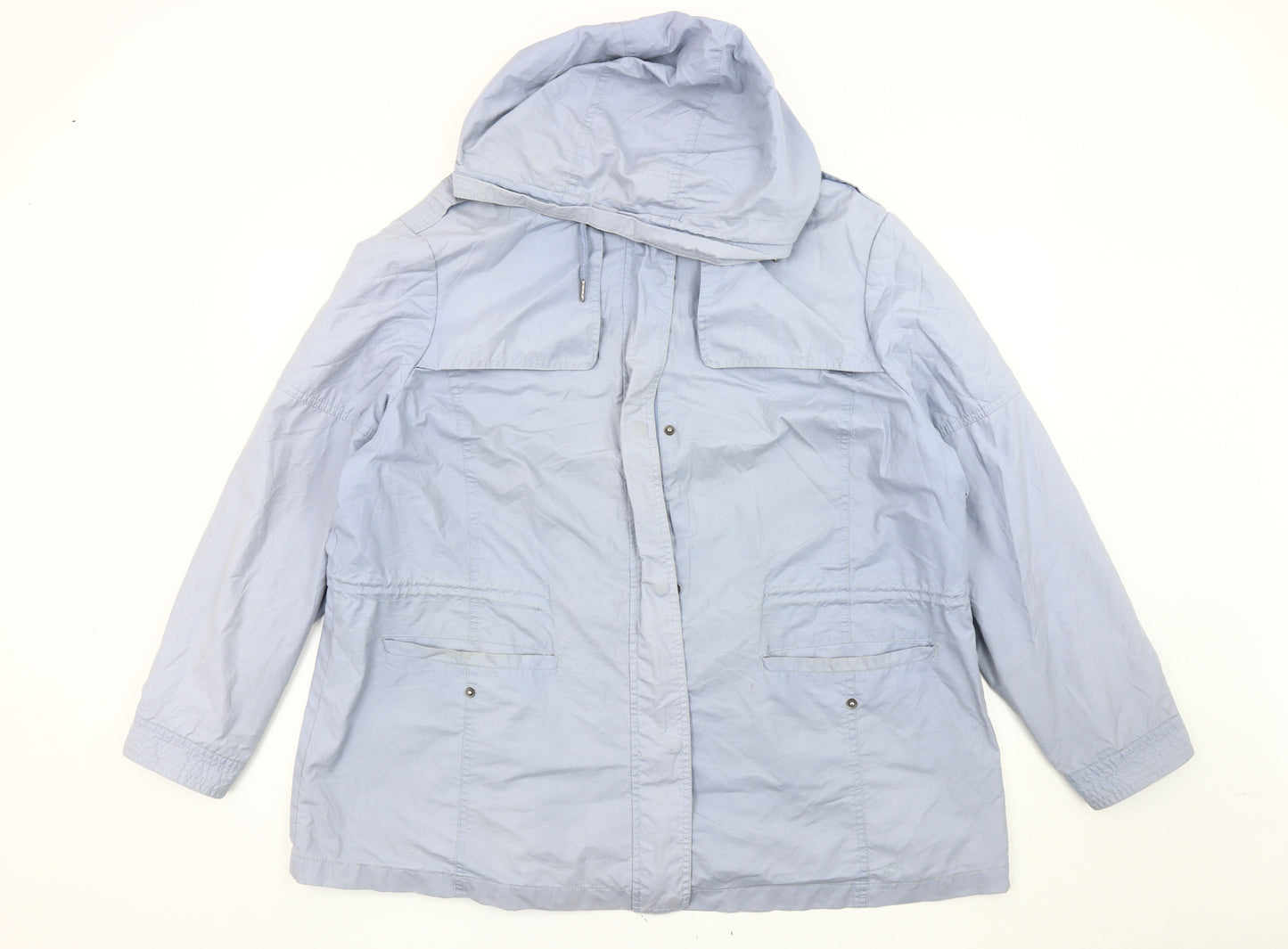 Mantaray Women's Blue Hooded Parka Jacket Size 22 Cotton Blend