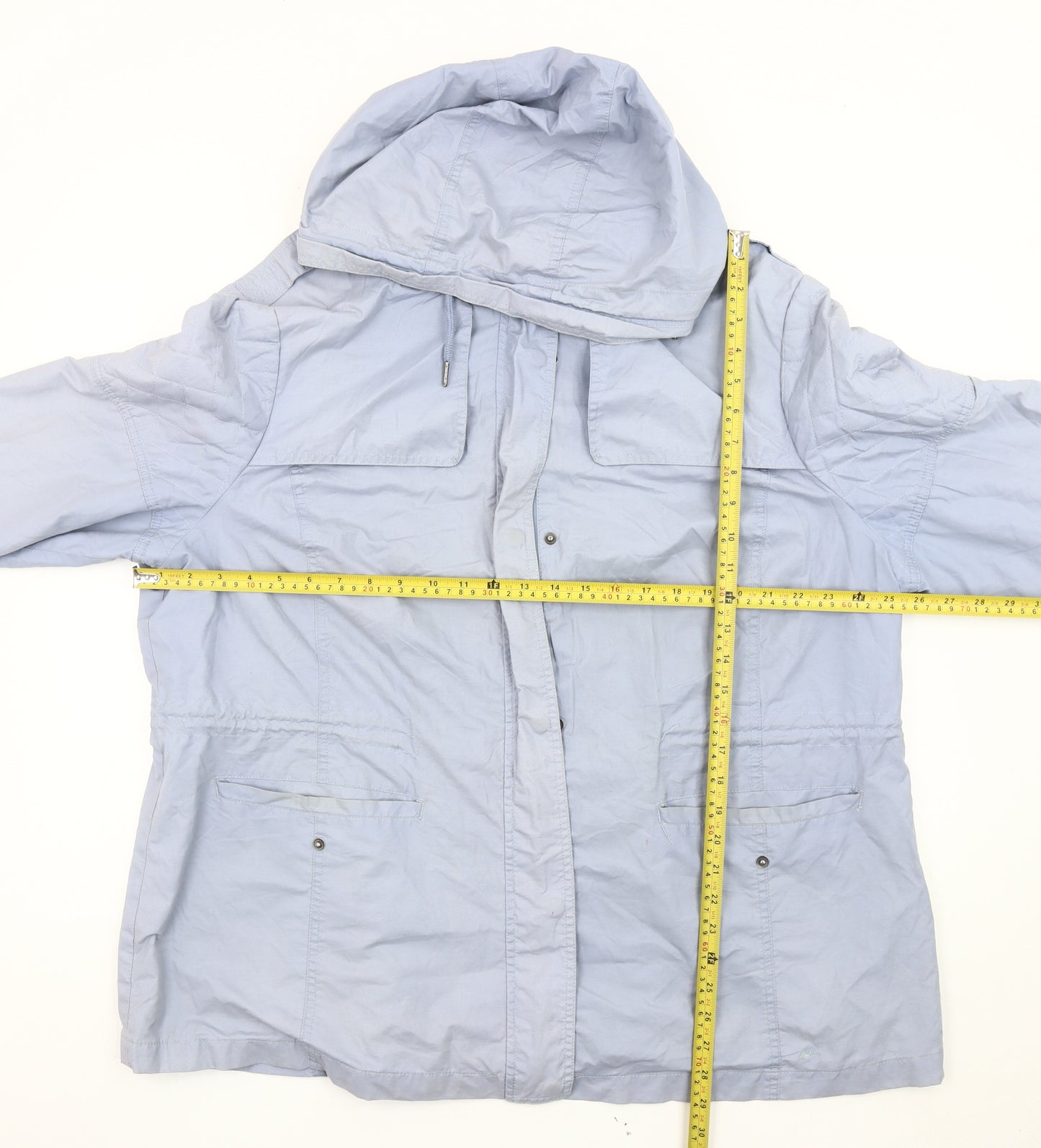 Mantaray Women's Blue Hooded Parka Jacket Size 22 Cotton Blend